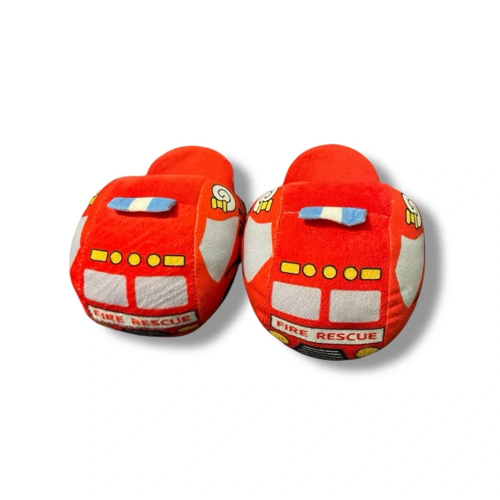 Kids Red Fireman Rescue Plush Slippers